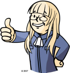 Rule 34 | 1girl, blonde hair, fallout (series), fallout 3, glasses, jumpsuit, long hair, lowres, non-web source, one eye closed, parody, perrine h. clostermann, smile, solo, strike witches, thumbs up, vault boy, what, wink, world witches series