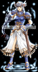 Rule 34 | armor, blue eyes, braid, feathers, helmet, lenneth valkyrie, long hair, rosehearts, silver hair, sword, valkyrie profile (series), weapon