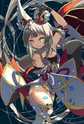 Rule 34 | 1girl, animal ears, breasts, cat ears, cat girl, gloves, jewelry, leotard, medium breasts, nia (blade) (xenoblade), nia (xenoblade), pito (pitosan), silver hair, solo, spoilers, thighs, twintails, xenoblade chronicles (series), xenoblade chronicles 2, yellow eyes