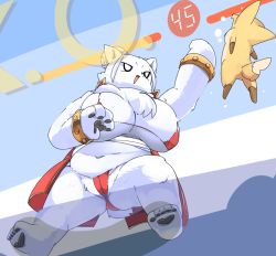 Rule 34 | 1boy, 1girl, artist request, black eyes, breasts, fighting, fox, furry, open mouth, polar bear, punching, smile, white hair