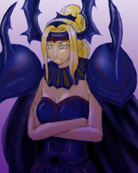 Rule 34 | 1990s (style), armor, blonde hair, cosplay, crossed arms, final fantasy, final fantasy iv, golbez (cosplay), long hair, lowres, ponytail, retro artstyle, rosa farrell, shoulder pads