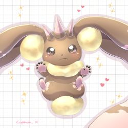Rule 34 | artist request, blush, creature, digimon, digimon (creature), fur, heart, highres, horns, looking at viewer, lopmon, lopmon x-antibody, no humans, simple background, solo, tail
