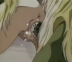 Rule 34 | 1990s (style), 1994, 1boy, 1girl, all fours, animated, animated gif, anus, ass, blonde hair, blue hair, blush, breasts, closed eyes, colored skin, demon, doggystyle, glowing, glowing eyes, green eyes, green skin, hakumouki (twin angels), hetero, huge penis, interspecies, long hair, lowres, medium breasts, monster, nipples, nude, oni, penis, pubic hair, pussy, pussy juice, rape, retro artstyle, sex, sex from behind, tagme, takamochi saeko, twin angels, uncensored, vaginal, veins, veiny penis