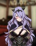 Rule 34 | animated, blush, bouncing breasts, breasts, camilla (fire emblem), cleavage, fire emblem, fire emblem fates, hair over one eye, imminent kiss, long hair, my room, nintendo, purple eyes, purple hair, smile, tiara, very long hair, video, video