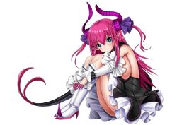 Rule 34 | 1girl, alternate breast size, breasts, commentary request, dragon girl, dragon horns, dragon tail, elizabeth bathory (fate), elizabeth bathory (fate/extra ccc), elizabeth bathory (first ascension) (fate), expressionless, fate/extra, fate/extra ccc, fate/grand order, fate (series), frilled skirt, frills, horns, idol, large breasts, long hair, looking at viewer, pink hair, pointy ears, saishuu rori densha, sideboob, skirt, solo, tail, white background