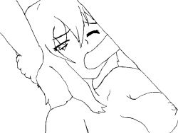Rule 34 | artist request, fellatio, hand on head, long hair, monochrome, oral, penis, uncensored, wince