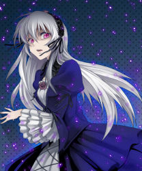 Rule 34 | 00s, bad id, bad pixiv id, chimachi, dress, frills, hairband, highres, long hair, purple eyes, ribbon, rozen maiden, silver hair, solo, suigintou, tears