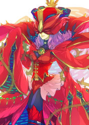 Rule 34 | 1girl, absurdres, bad id, bad pixiv id, belt, bodysuit, breasts, brooch, capelet, cleavage, clothing cutout, collar, commentary, corset, covered eyes, cowboy shot, crown, digimon, digimon (creature), dress, english commentary, artistic error, hand up, helmet, highres, jewelry, large breasts, long dress, long hair, long sleeves, nateasora, nose, pink hair, purple bodysuit, rafflesimon, red capelet, red dress, red thighhighs, see-through, shoulder cutout, showgirl skirt, sidelocks, signature, sleeves past fingers, sleeves past wrists, smile, solo, spikes, thigh strap, thighhighs, thorns, turtleneck