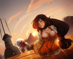 Rule 34 | 1girl, black hair, bodysuit, breasts, bursting breasts, cleavage, final fantasy, final fantasy ix, garnet til alexandros xvii, highres, large breasts, long hair, looking at viewer, outdoors, princess, reliusmax, skin tight, solo, thick thighs, thighs, tight clothes, wide hips