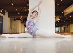 Rule 34 | 1girl, ballerina, flower print, leotard, mishina eri, photo (medium), split