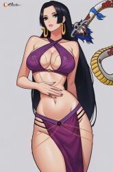 Rule 34 | 1girl, boa hancock, breasts, cleavage, highres, large breasts, one piece, snake, solo, tagme