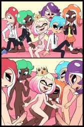 Rule 34 | + +, 1girl, 2koma, 5boys, :&lt;, :o, absurdres, androgynous, arm support, ass, back, before and after, blue eyes, blue hair, bottomless, bulge, buttjob, closed eyes, comic, couch, crossdressing, crown, dark skin, domino mask, double handjob, fang, green eyes, green hair, group sex, hair over one eye, half-closed eyes, handjob, highres, inkling player character, jacket, jewelry, kneeling, large penis, looking at another, looking back, looking down, looking to the side, lying, mask, masturbation, matching hair/eyes, miscon, mole, mole under mouth, multiple boys, navel, necklace, necktie, nintendo, nude, octoling player character, on back, open mouth, orange eyes, orange hair, orgy, pants, pearl (splatoon), penis, pointy ears, purple eyes, purple hair, red eyes, red hair, ring, shirt, shoes, short hair, shorts, sitting, socks, splatoon (series), splatoon 2, sweatdrop, symbol-shaped pupils, tentacle hair, testicles, tongue, tongue out, trap, uncensored, white hair, yellow eyes