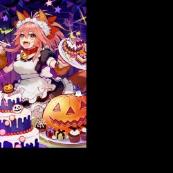 Rule 34 | 1girl, alternate costume, animal ears, animal hands, apron, bell, breasts, collar, enmaided, fangs, fate/grand order, fate (series), food, fox ears, fox tail, ghost, hair ribbon, jack-o&#039;-lantern, large breasts, long hair, looking at viewer, maid, maid apron, maid headdress, neck bell, official art, open mouth, pink hair, pumpkin, ribbon, solo, tail, tamamo (fate), tamamo cat (fate), tamamo cat (second ascension) (fate), tamamo no mae (fate/extra), yellow eyes