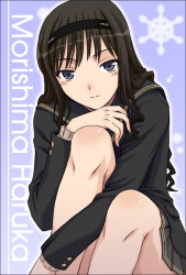 Rule 34 | 1girl, amagami, black hair, headband, long hair, morishima haruka, orebalgum, school uniform, solo