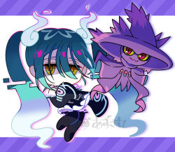 absurdres azumaru chibi creatures_(company) game_freak gen_4_pokemon ghost ghost_girl ghost_miku_(project_voltage) hatsune_miku highres mismagius nintendo pokemon pokemon_(creature) project_voltage vocaloid