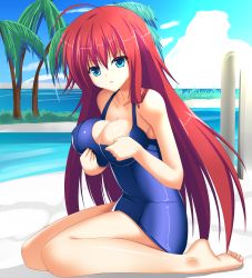 Rule 34 | 10s, 1girl, artist request, blue eyes, breasts, high school dxd, highres, large breasts, looking at viewer, red hair, rias gremory, swimsuit, water
