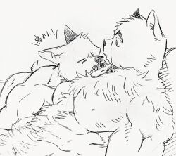 Rule 34 | 2boys, abs, animal ears, bara, billy russell (dickfish), chest hair, completely nude, couple, dickfish (fishismdick), dog boy, dog ears, dog tail, facial hair, furrification, furry, furry male, furry with furry, glasses, hairy, john rottweil (dickfish), large pectorals, looking at another, male focus, male pubic hair, mature male, multiple boys, muscular, muscular male, mustache, navel, navel hair, nipples, nude, original, pectoral pillow, pectorals, pubic hair, scan, short hair, sketch, sleeping, small tail, stomach, tail, thick eyebrows, traditional media, translation request, yaoi