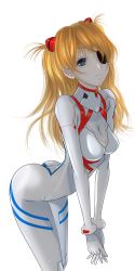 Rule 34 | 1girl, absurdres, artist request, ass, blue eyes, bodysuit, breasts, evangelion: 3.0+1.0 thrice upon a time, eyepatch, highres, long hair, looking at viewer, medium breasts, multicolored bodysuit, multicolored clothes, neon genesis evangelion, orange hair, pilot suit, plugsuit, rebuild of evangelion, smile, solo, souryuu asuka langley, twintails, upper body