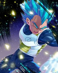 Rule 34 | 1boy, armor, artist name, blue background, blue eyes, blue hair, blurry, blurry foreground, clenched hands, clothes writing, commentary request, d:, dark background, dragon ball, dragon ball super, dragonball z, fighting stance, frown, gloves, glowing, glowing eyes, gradient background, korean commentary, looking away, male focus, muscular, open mouth, purple background, see-through, serious, shaded face, solo, sparkle, sparkle background, spiked hair, super saiyan, super saiyan blue, tarutobi, teeth, twitter username, v-shaped eyebrows, vegeta, white background, white gloves