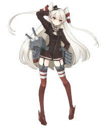 Rule 34 | 10s, 1girl, amatsukaze (kancolle), bad id, bad pixiv id, berver, brown eyes, dress, gloves, kantai collection, long hair, rensouhou-kun, sailor dress, short dress, silver hair, solo, thighhighs, twintails, two side up, very long hair, zettai ryouiki