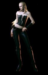 Rule 34 | 1girl, 3d, black background, breasts, capcom, concept art, devil may cry, devil may cry (series), devil may cry 4, female focus, full body, navel, official art, simple background, solo, standing, tatsuya yoshikawa, trish (devil may cry)
