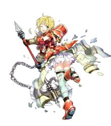 Rule 34 | amagai tarou, amelia (fire emblem), axe, battle axe, fire emblem, fire emblem: the sacred stones, fire emblem heroes, full body, highres, huge weapon, injury, nintendo, official art, ryona, solo, thighhighs, torn clothes, transparent background, weapon, white thighhighs