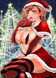 Rule 34 | 10s, 1girl, adahcm, bell, between legs, black one-piece swimsuit, blue eyes, blush, boots, breasts, capelet, christmas, christmas lights, christmas tree, elbow gloves, finger in own mouth, fur trim, gloves, hair ornament, hairclip, hand between legs, hat, heart, heart-shaped pupils, highres, large breasts, looking at viewer, miniskirt, miyazaki chisaki, navel, night, night sky, one-piece swimsuit, orange hair, outdoors, red capelet, red footwear, red gloves, red skirt, red thighhighs, revealing clothes, saliva, santa hat, seiza, shiny skin, sitting, skirt, sky, slingshot swimsuit, solo, star (symbol), striped clothes, striped thighhighs, sweatdrop, swept bangs, swimsuit, swimsuit under clothes, symbol-shaped pupils, thighhighs, thighs, yuragisou no yuuna-san