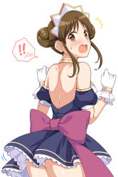 Rule 34 | 1girl, absurdres, blush, breasts, brown hair, highres, large breasts, looking at viewer, maid, princess connect!, simple background, solo, suzume (princess connect!), white background, yellow eyes, yue (show-ei)
