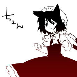 Rule 34 | 1girl, animal ears, bad id, bad pixiv id, brown theme, cat ears, cat girl, cat tail, chen, female focus, hat, lowres, monochrome, shimomoto, short hair, solo, tail, touhou, translated