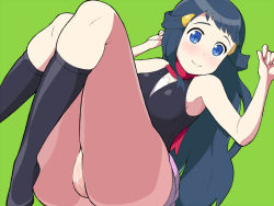 Rule 34 | 1girl, aftersex, arms up, ass, bad id, bad pixiv id, blue eyes, blue hair, blush, censored, creatures (company), cum, cum in pussy, dawn (pokemon), flat chest, game freak, hair ornament, hairclip, kneehighs, legs up, long hair, lying, matching hair/eyes, momogesomaru, mosaic censoring, nintendo, no panties, on back, outstretched arms, pokemon, pokemon (anime), pokemon dppt (anime), pussy, scarf, simple background, skirt, smile, socks, solo, spread arms, tank top, upskirt, very long hair