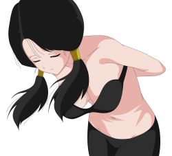 Rule 34 | 1girl, absurdres, bike shorts, closed mouth, dragonball z, closed eyes, highres, leaning forward, standing, twintails, undressing, videl