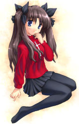 Rule 34 | 00s, 1girl, black thighhighs, fate/stay night, fate (series), long legs, solo, thighhighs, tohsaka rin, turtleneck