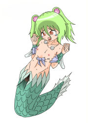 Rule 34 | 1girl, blush, breasts, censored, fins, fish tail, flat chest, green hair, jewelry, mermaid, monster, monster girl, mosaic censoring, muromi-san, namiuchigiwa no muromi-san, nipples, penis, red eyes, seashell, sex, shell, tail, twintails, vaginal