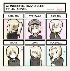 Rule 34 | alternate hairstyle, chart, erica hartmann, hairstyles, military, military uniform, strike witches, translated, uniform, world witches series
