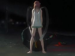 Rule 34 | 00s, 1boy, 1girl, animated, animated gif, asphyxiation, bando, barefoot, beach, blood, elfen lied, horns, kaede (character), long legs, lowres, lucy (elfen lied), night, pink hair, screencap, short shorts, shorts, sleeveless, standing, strangling, vectors