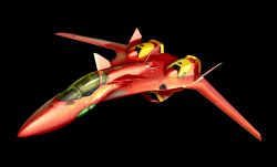 Rule 34 | absurdres, aircraft, airplane, asterozoa, black background, canopy (aircraft), fighter jet, fire valkyrie, flying, highres, jet, macross, macross 7, mecha, military, military vehicle, no humans, robot, science fiction, solo, variable fighter, vehicle focus