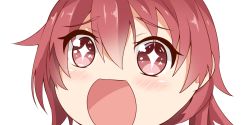 Rule 34 | + +, 10s, 1girl, close-up, hair between eyes, kantai collection, kinu (kancolle), looking at viewer, nahaki, no nose, open mouth, portrait, red eyes, red hair, short hair, simple background, sin-poi, solo, sparkling eyes, symbol-shaped pupils, white background