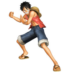 Rule 34 | 1boy, 3d, abs, full body, hat, male focus, monkey d. luffy, official art, one piece, one piece: pirate warriors, red vest, sandals, scar, shorts, simple background, solo, stampede string, standing, straw hat, vest