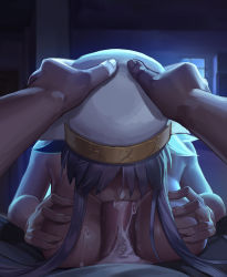 Rule 34 | 1boy, 1girl, absurdres, alternate breast size, blue eyes, breasts, censored, cipozhong yundepeitela, cum, cum in mouth, cum overflow, fellatio, hand on another&#039;s head, hetero, highres, index (toaru majutsu no index), large breasts, long hair, mosaic censoring, nude, oral, paizuri, penis, pov, pov crotch, pov hands, solo focus, toaru majutsu no index, upper body, white hair
