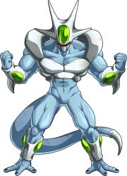 Rule 34 | 1boy, absurdres, alien, alternate form, armor, aura, blue skin, clenched hand, clenched hands, colored skin, cooler (dragon ball), debris, dragon ball, dragon ball fighterz, dragonball z, full body, highres, muscular, no humans, official art, record, red eyes, solo, tail