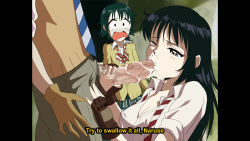Rule 34 | 1boy, 2girls, absurdres, black hair, bow, bowtie, breasts, brown eyes, cardigan, caught, cleavage, coppelion, covered erect nipples, cum, cum in mouth, cum in nose, dirty ero, fake screenshot, fellatio, fingerless gloves, fukasaku aoi, gloves, green hair, hair ornament, hairclip, highres, kurosawa haruto, large penis, long hair, male pubic hair, multiple girls, naruse ibara, necktie, one eye closed, open mouth, oral, pale skin, penis, pubic hair, saliva, shirt, silver pubic hair, sleeves rolled up, striped neckwear, subtitled, surprised, tears, uncensored, undone necktie, walk-in, white shirt
