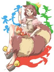 Rule 34 | 1girl, blush, brown eyes, brown hair, commentary request, drunk, full body, futatsuiwa mamizou, glasses, leaf, leaf on head, looking at viewer, open mouth, raccoon tail, rebecca (keinelove), saliva, sketch, solo, tail, touhou