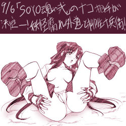 Rule 34 | breasts, lowres, monochrome, nakoruru, nipples, panties, samurai spirits, soyosoyo, spread legs, underwear