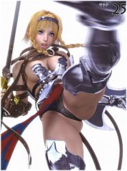 Rule 34 | 1girl, 3d, breasts, cowboy shot, female focus, leina, m-rs, panties, queen&#039;s blade, solo, spread legs, standing, tagme, underwear, white background