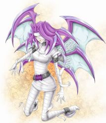 Rule 34 | bandages, duel monster, long hair, nurse reficule the fallen one, purple hair, wings, yu-gi-oh!
