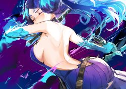 Rule 34 | 1girl, ass, backless dress, backless outfit, bare back, bare shoulders, belt, blue fire, breasts, brighid (xenoblade), butt crack, collarbone, dress, dual wielding, closed eyes, facing viewer, fire, gloves, highres, holding, large breasts, long hair, looking at viewer, nintendo, ormille, purple hair, shoulder blades, sideboob, simple background, solo, sword, weapon, xenoblade chronicles (series), xenoblade chronicles 2, xenoblade chronicles (series), xenoblade chronicles 2
