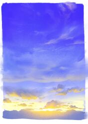 Rule 34 | border, cloud, cloud focus, day, highres, original, outdoors, painting (medium), sawitou mizuki, scenery, sky focus, sunset, traditional media, white border