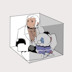 Rule 34 | 1boy, 1girl, crossover, in container, lowres, m.u.g.e.n, magaki (kof), patchouli knowledge, snk, the king of fighters, touhou, y (havira), yoshii