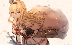 Rule 34 | 1girl, blonde hair, blue eyes, blurry, braid, commentary request, corset, crown, depth of field, dress, flower, french braid, globus cruciger, jewelry, kantai collection, long hair, long sleeves, looking at viewer, mini crown, necklace, off-shoulder dress, off shoulder, red flower, red ribbon, red rose, ribbon, rose, scepter, solo, warspite (kancolle), white dress, wss (nicoseiga19993411)
