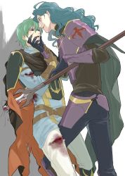 Rule 34 | 2boys, against wall, aqua hair, armor, bad id, bad twitter id, blood, blue eyes, blue hair, cape, ephraim (fire emblem), eye contact, fire emblem, fire emblem: the sacred stones, frottage, gloves, imminent kiss, imminent rape, injury, long hair, looking at another, male focus, multiple boys, nintendo, open mouth, pants, polearm, prince, round teeth, short hair, smile, spear, teeth, torn cape, torn clothes, torn pants, valter (fire emblem), weapon, yaoi